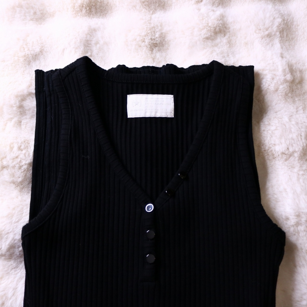 FREE SHIPPING Banana Republic Henley Tank Midi Dress, wide ribbed, Size XS - Picture 5 of 7